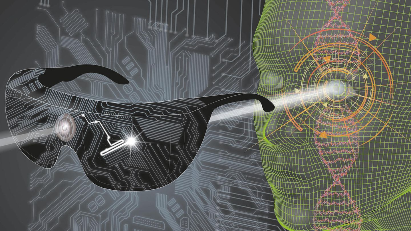 Mithilfe der neuen Therapie wird die Netzhaut eines Erblindeten wird wieder sensibel für Licht mit einer bestimmten Wellenlänge gemacht. Die Brille wandelt Umgebungsbilder um und verstärkt sie entsprechend