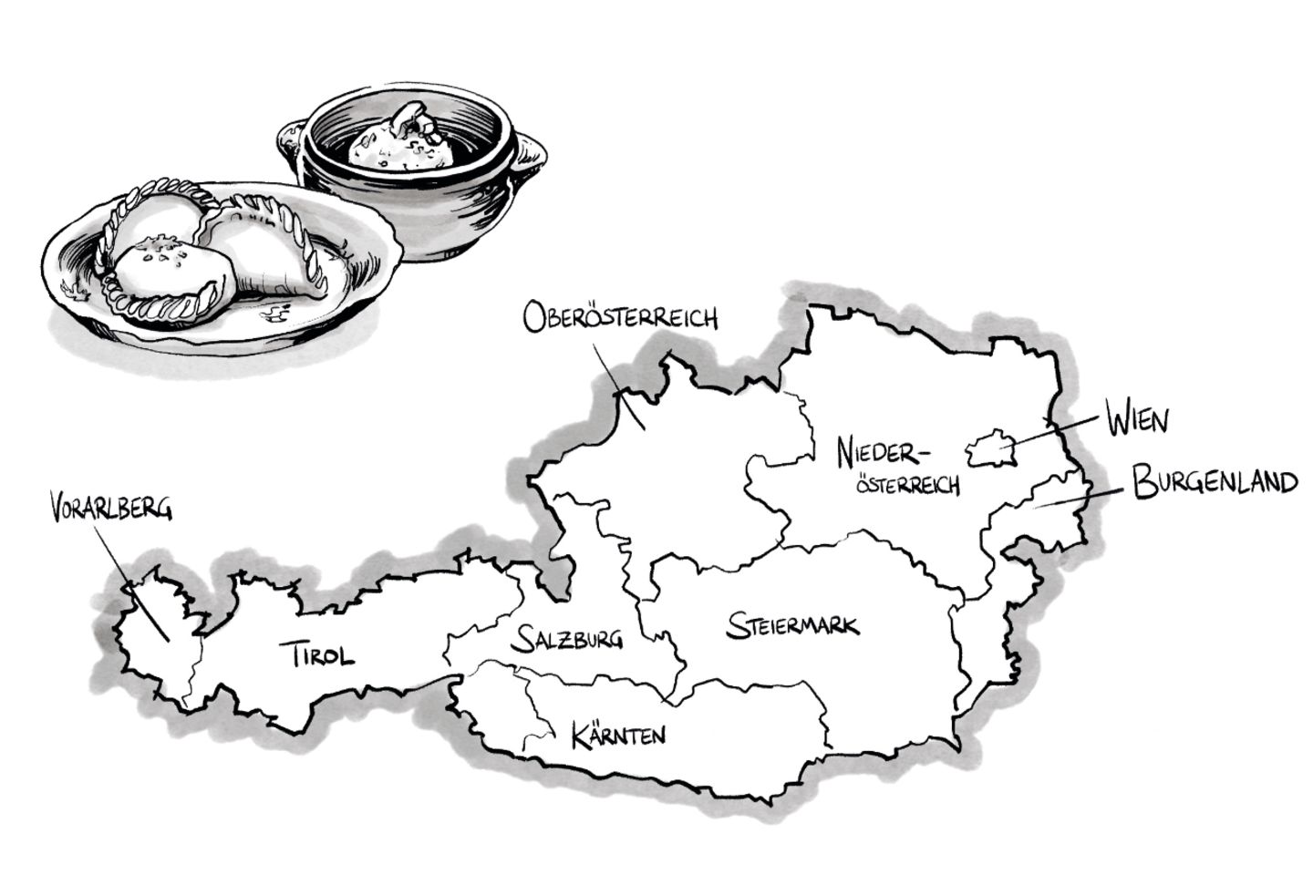 Grassl Nudln in Millstatt und Edlknedl in Himmelberg Karte von Österreich und Knödel mit Nudeln