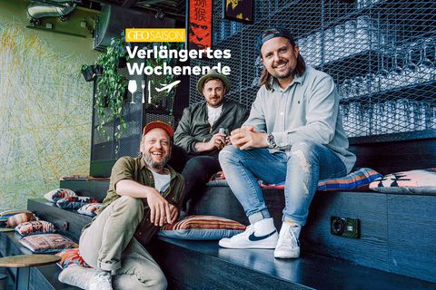 Die drei gastronomischen Tausendsassas und Podcasts-Hosts: Matten Kersten, Olaf Deharde und Fabio Haebel