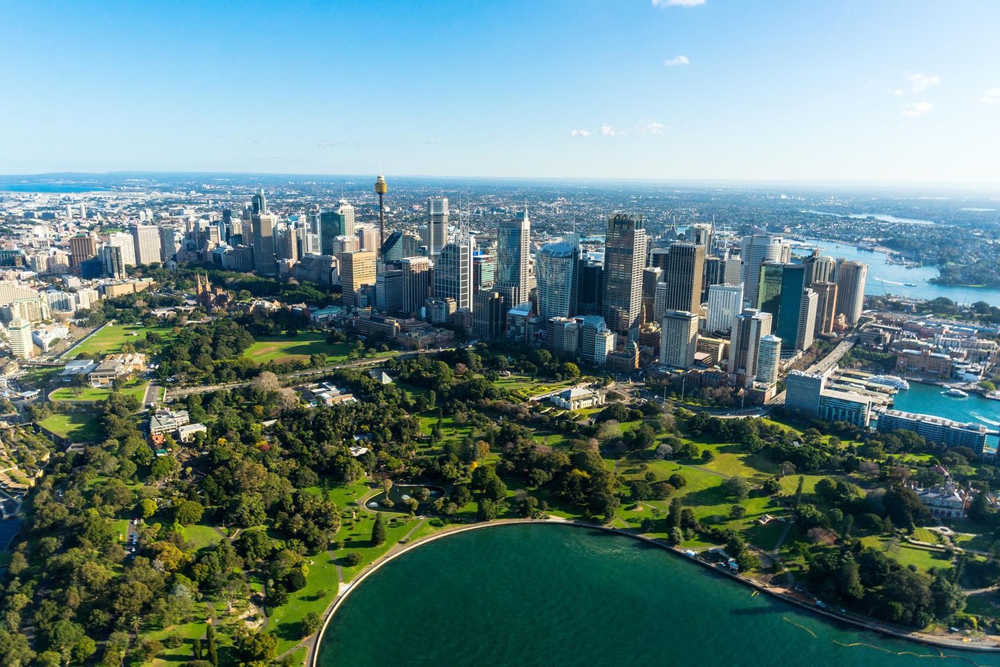 Luftbild der Royal Botanic Gardens in Sydney, Australien