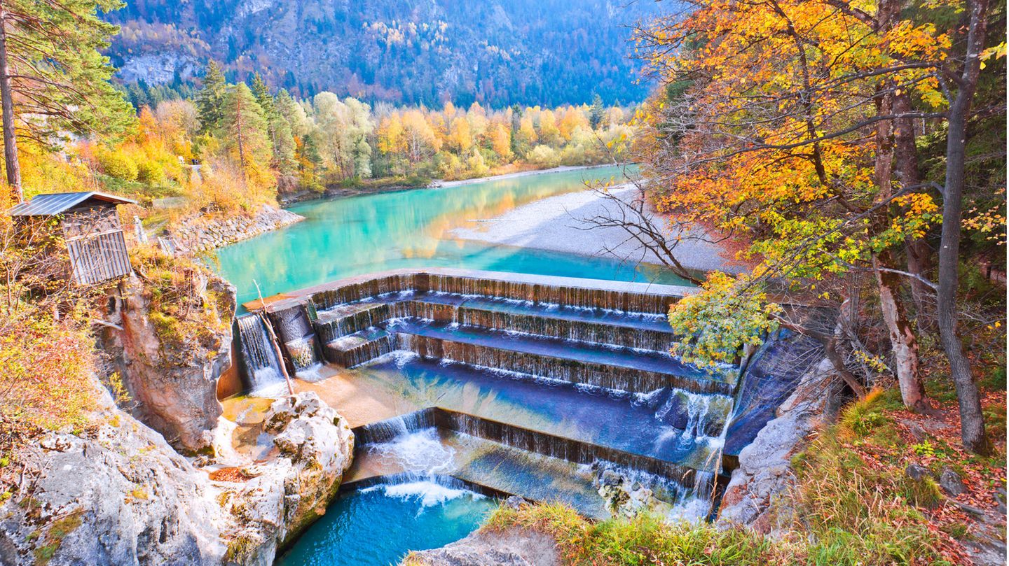 Lechfall Lechfall bei Füssen im Herbst, Bayern