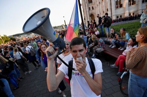 Wütender Protest: Im Juni 2021 demonstrieren in Budapest LGBTQ-Aktivisten gegen ein homophobes Gesetz