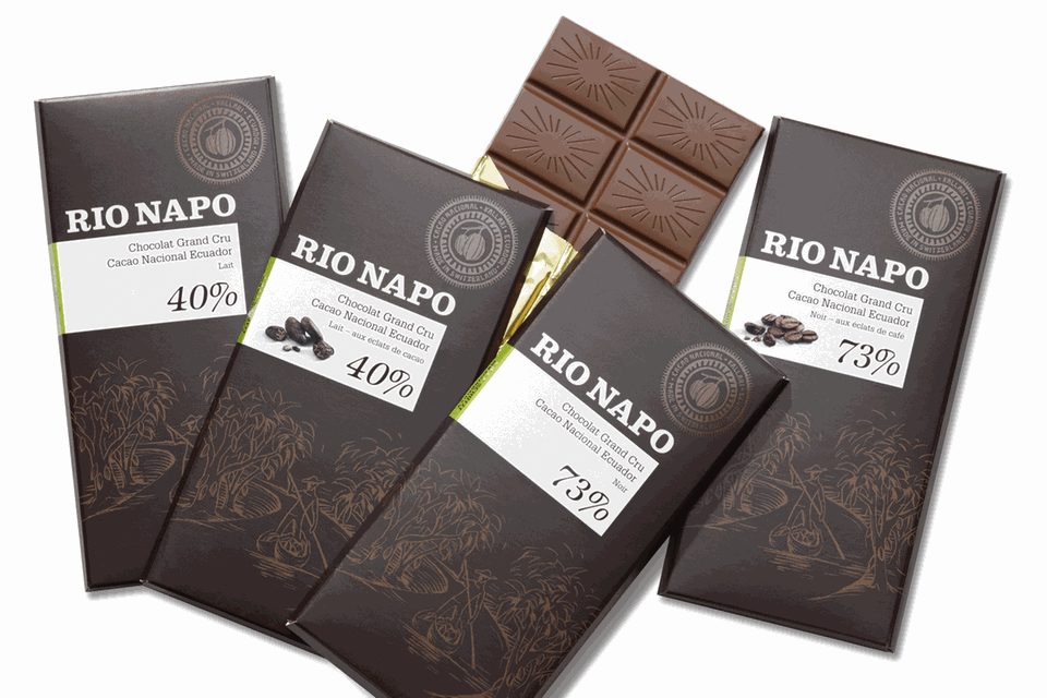 Río Napo Grand Cru Waldschokolade gibt es in vier verschiedenen Sorten Río Napo Grand Cru Waldschokolade gibt es in vier verschiedenen Sorten