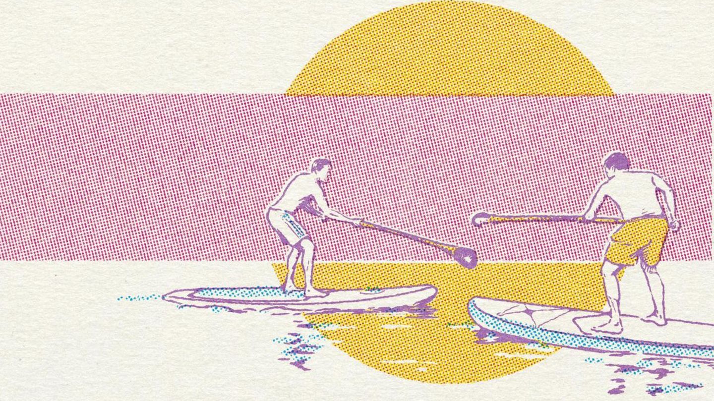 Last-One-Standing: Wer schafft es zuerst, sein Gegenüber vom Brett ins Wasser zu befördern?