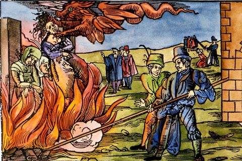 Illustration zeigt eine Hexenverbrennung