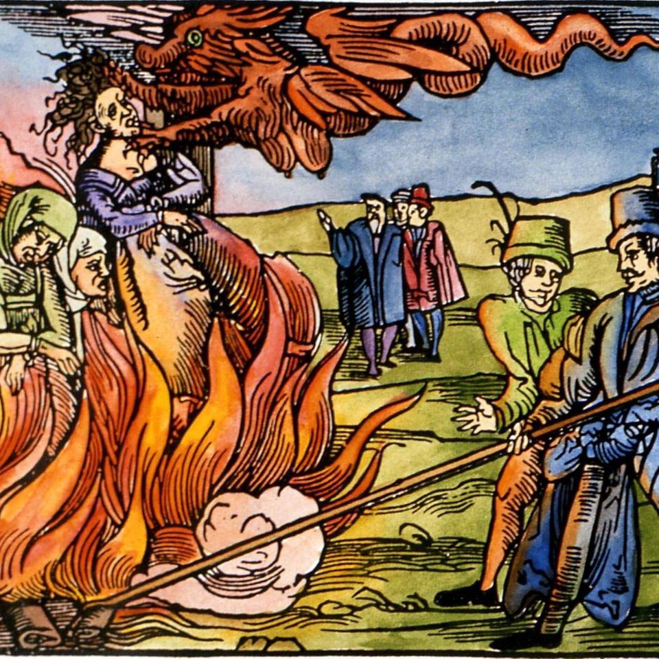 Illustration zeigt eine Hexenverbrennung