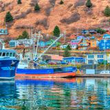 Bunte Häuser in St.Paul Habor auf Kodiak Island