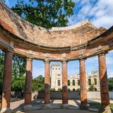 Monopteros und Normannischer Turm, historischer Ruinenberg, Potsdam, Brandenburg,