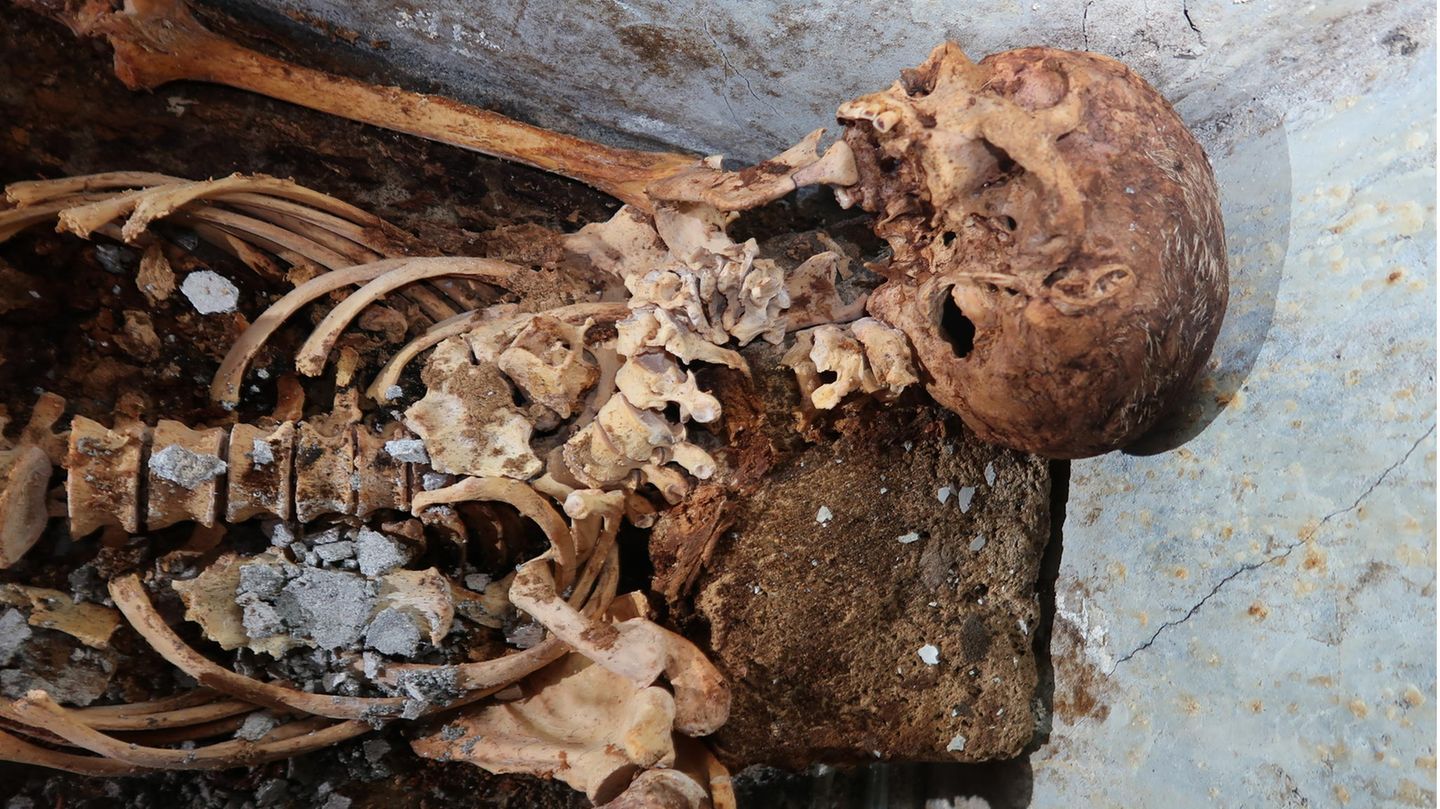 Mumifizierte Überreste von Marcus Venerius Secundio, einem früheren Sklaven in Pompeji