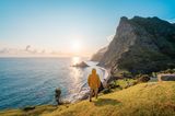 Blick von einem hohen Punkt auf Madeira