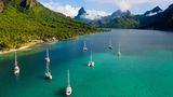 Luftaufnahme der Opunohu-Bucht, Moorea