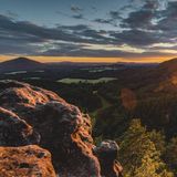 Böhmische Schweiz bei Sonnenuntergang