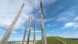 Grabhügel und Holzpfähle der Keltenwelt Glauburg in Hessen