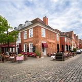 Rote Backsteinhäuser im Holländischen Viertel in Potsdam