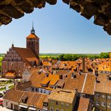 Rote Backsteinhäuser in Reszel