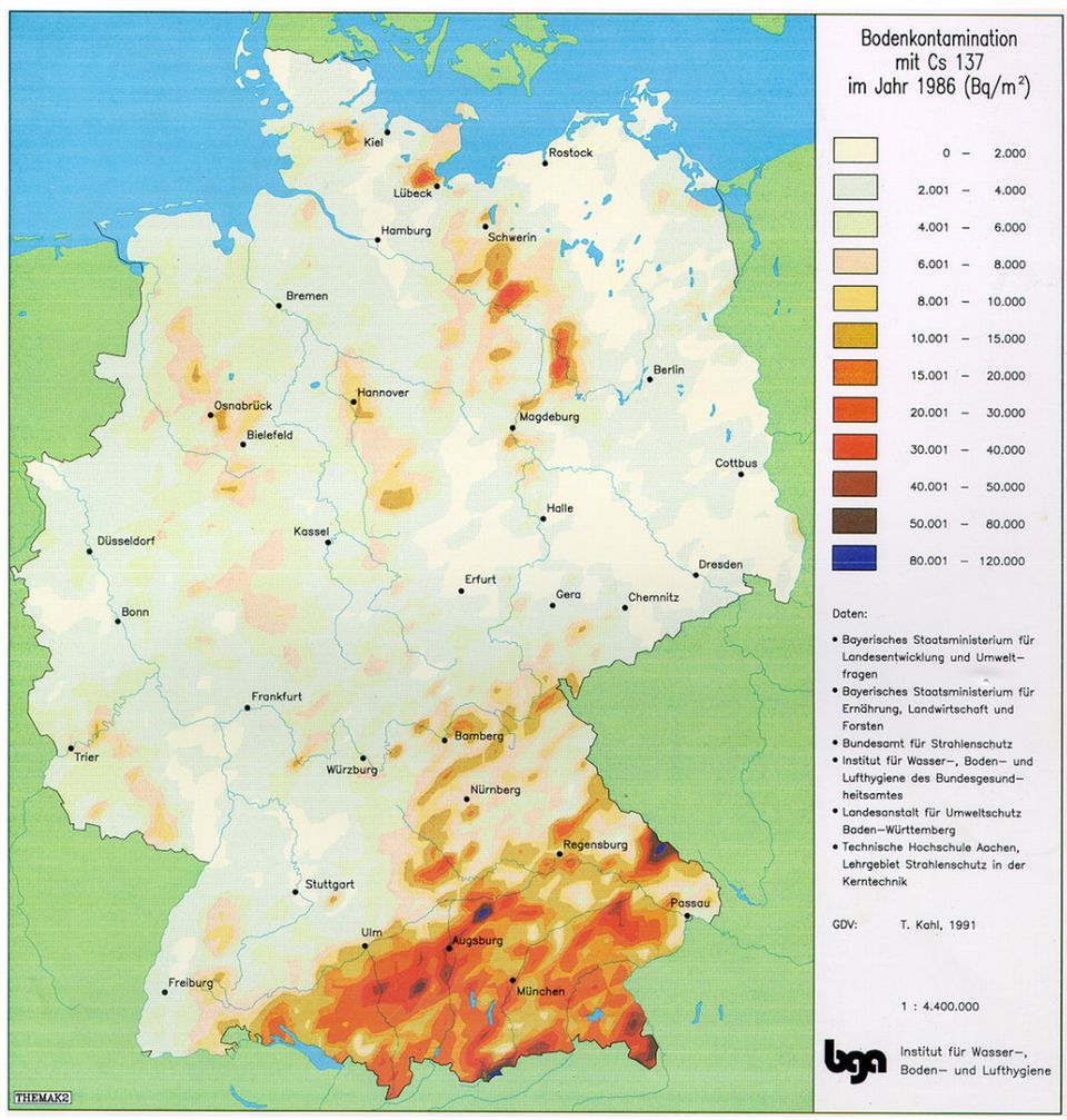 Bodenkontamination mit Cäsium-137 in Deutschland