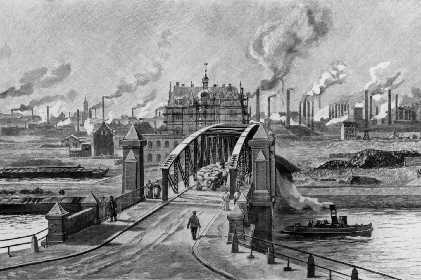 Der Hafen in Dortmund, 1899