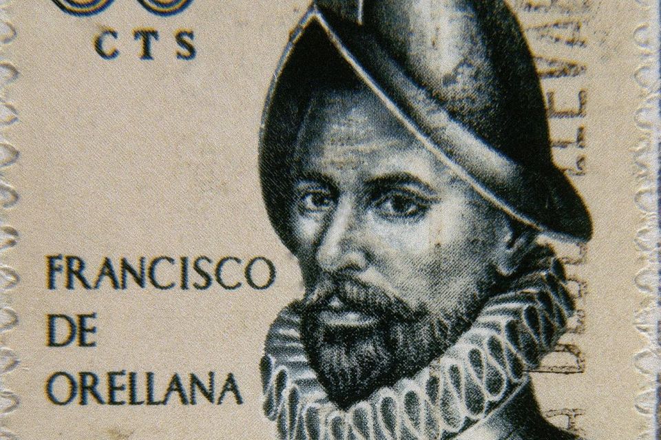 Das Aussehen Francisco de Orellanas (ca. 1511 bis 1546) ist nicht überliefert; dieser fiktive Stich aus dem 20. Jahrhundert zeigt ihn, bevor er ein Auge verliert