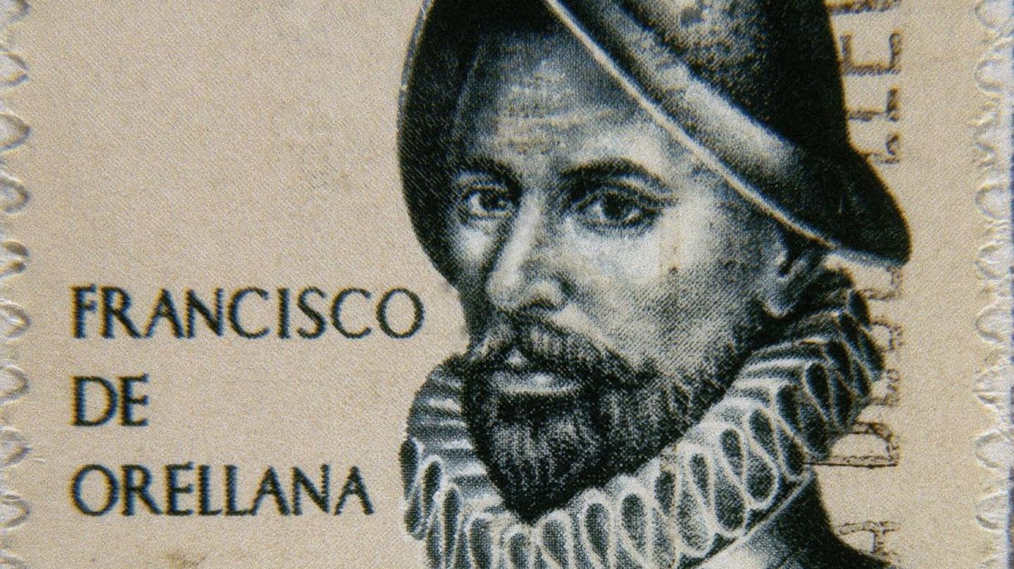 Das Aussehen Francisco de Orellanas (ca. 1511 bis 1546) ist nicht überliefert; dieser fiktive Stich aus dem 20. Jahrhundert zeigt ihn, bevor er ein Auge verliert