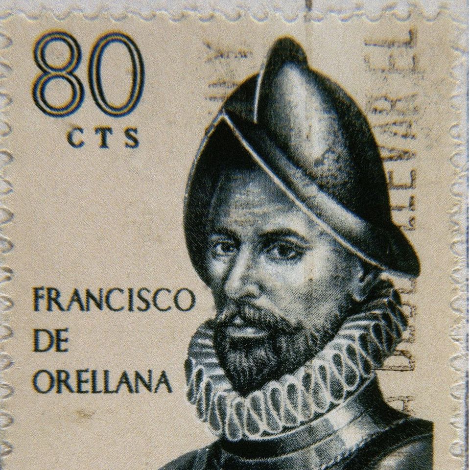 Das Aussehen Francisco de Orellanas (ca. 1511 bis 1546) ist nicht überliefert; dieser fiktive Stich aus dem 20. Jahrhundert zeigt ihn, bevor er ein Auge verliert
