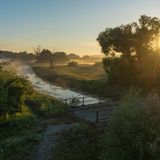 Nebel und Sonnenuntergang im Nuthe-Nieplitz Naturpark