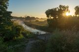 Nebel und Sonnenuntergang im Nuthe-Nieplitz Naturpark