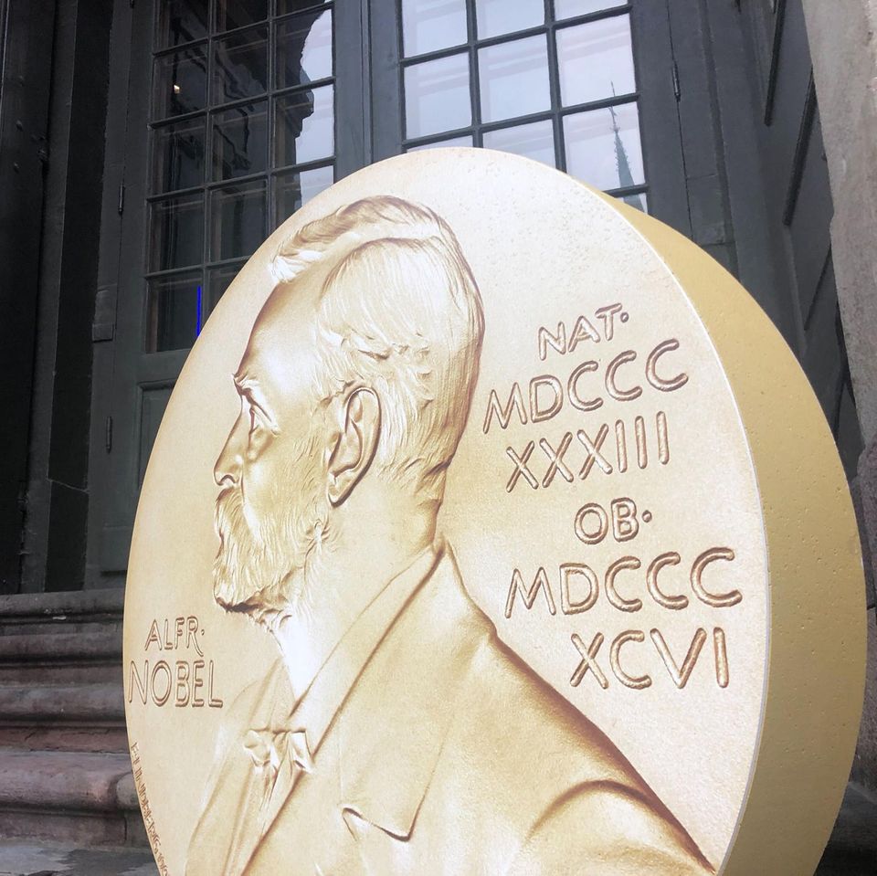 Nobelmedaille-Aufsteller in Stockholm