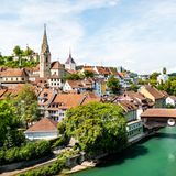 Baden am Fluss Limmat in der Schweiz