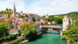 Baden am Fluss Limmat in der Schweiz