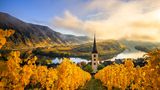 The Moselle loop, a beautiful river in Germany, makes a 180 degree loop. with vineyards and a great landscape and lighting in the morning