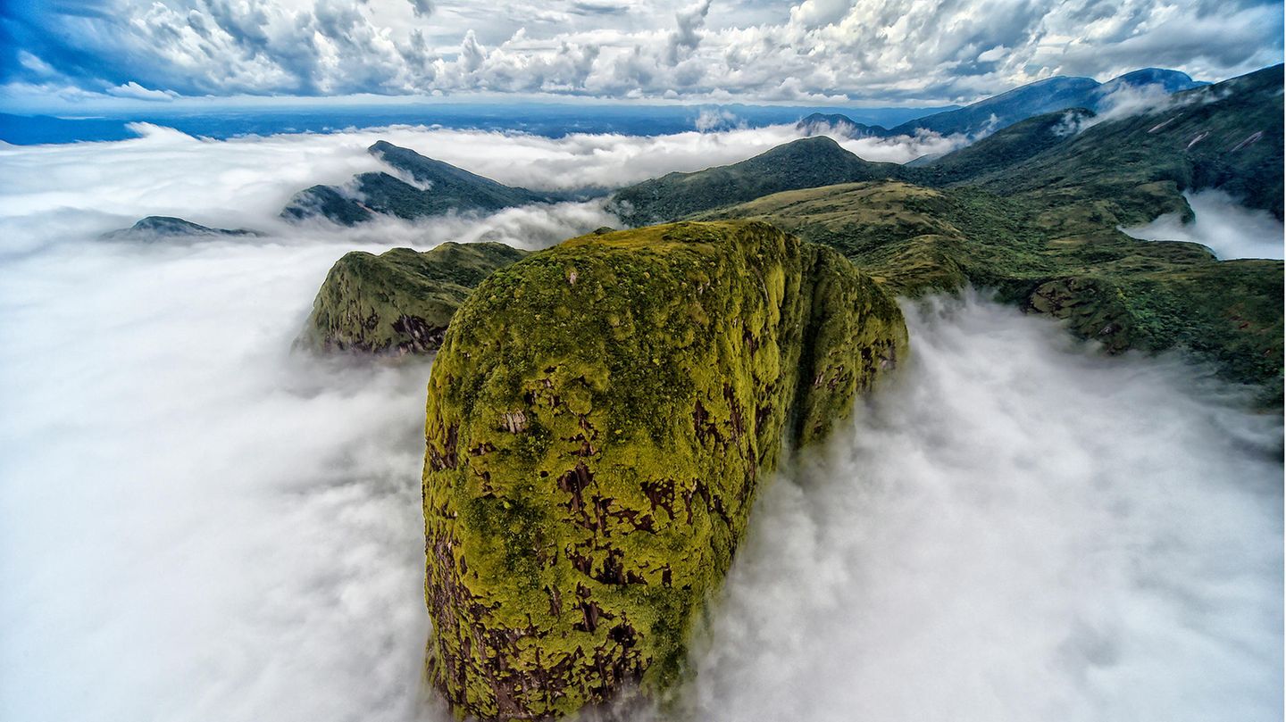 Wie ein Ungetüm ragt der ovale Bergrücken aus der Wolkendecke hervor. Bei einem Helikopterflug durch das Serra do Mar, ein 1500 Kilometer langer Gebirgszug im Südosten Brasiliens, fängt Denis Ferreira Netto diese mystische Szenerie ein und wird damit Zweitplatzierter in der Kategorie „Landscape“