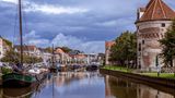 Kanal in Zwolle mit alten Booten