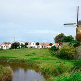 Blick auf die Mühle und die Häuser von Zieriksee