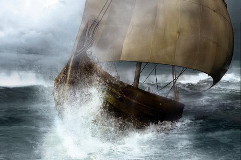 Wahrscheinlich quert Leif Eriksson den Nordatlantik mit einer Knorr, einem gut 20 Meter langem und sechs Meter breitem Handelssegler