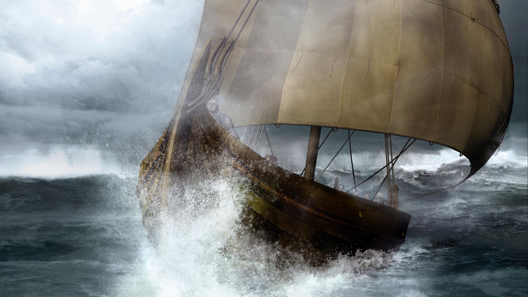 Wahrscheinlich quert Leif Eriksson den Nordatlantik mit einer Knorr, einem gut 20 Meter langem und sechs Meter breitem Handelssegler