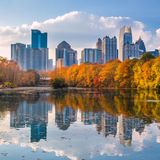 Atlanta, Georgia, Blick vom Piedmont Park im Herbst
