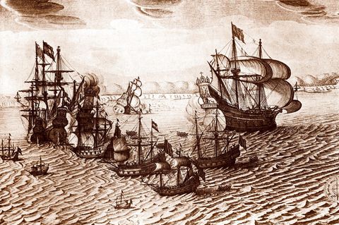 Spanier und Niederländer führen ihren Kampf zur See mit Blockaden und Beutezügen. Vor Kuba überfällt Piet Heyn im September 1628 eine spanische Flotte und raubt mehr als ein Dutzend Schiffe aus, beladen mit Silber, Seide und Gold