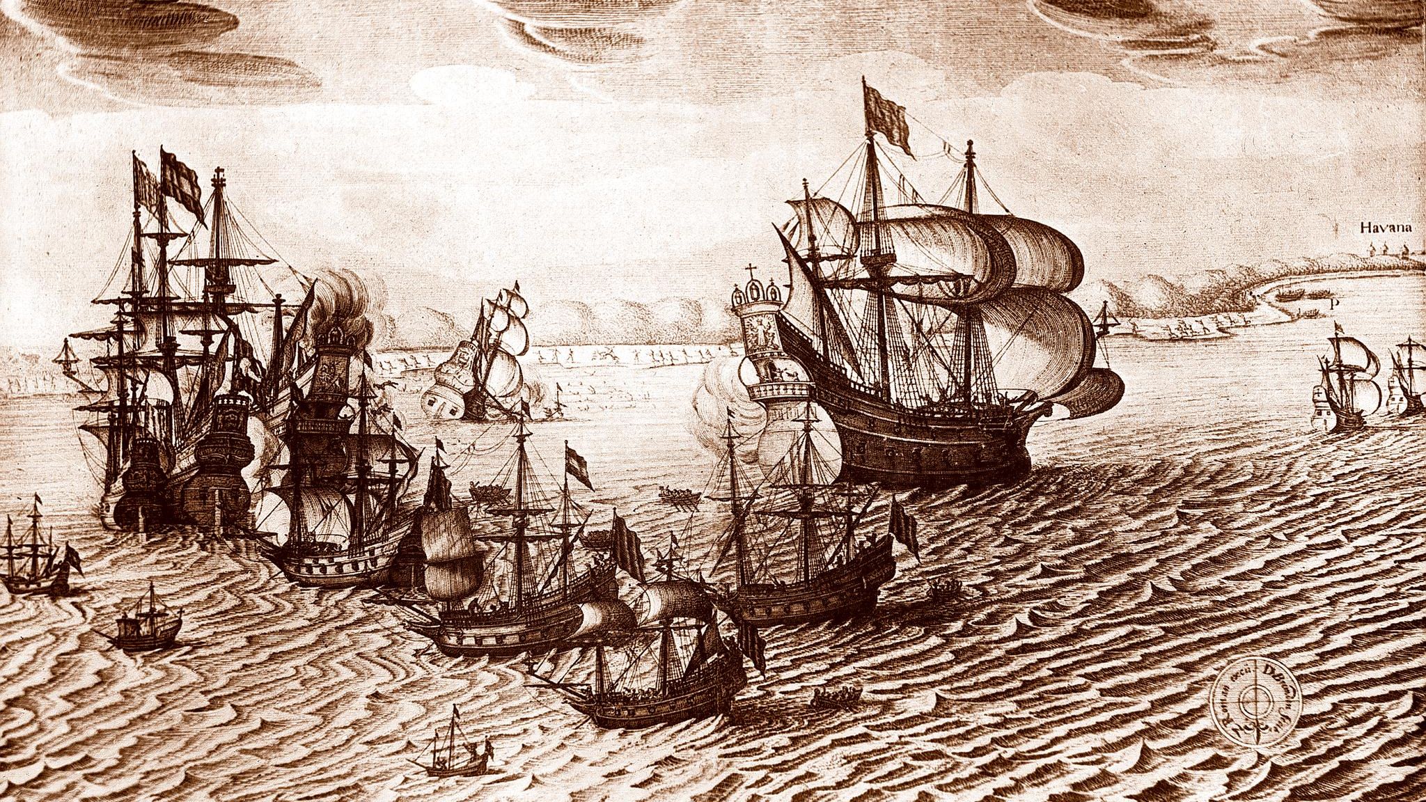 Spanier und Niederländer führen ihren Kampf zur See mit Blockaden und Beutezügen. Vor Kuba überfällt Piet Heyn im September 1628 eine spanische Flotte und raubt mehr als ein Dutzend Schiffe aus, beladen mit Silber, Seide und Gold