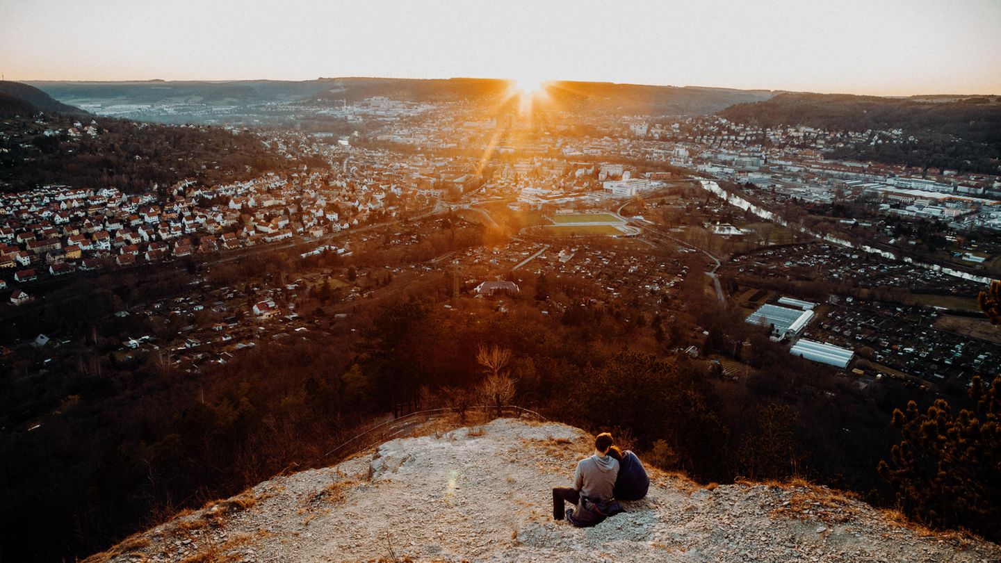 Jenzig, Jena Jenzig bei Sonnenuntergang mit Blick über Jena