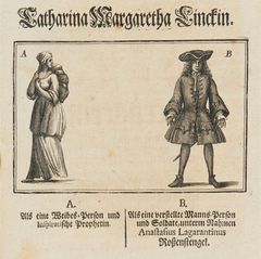 1720 diffamierte eine Broschüre Catharina Linck, die sich als Anastasius Rosenstengel ausgegeben hatte, als "Land-und Leute-Betrügerin"