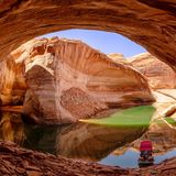 Utah, USA: In diesem Jahr bieten niedrige Wasserstände in der Glen Canyon National Recreation Area am Lake Powell ungewöhnliche Fotomotive