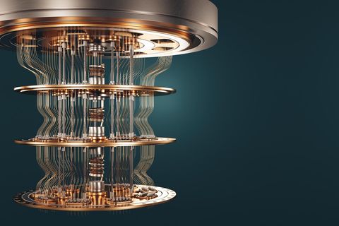 Blick unter die Haube: Das Gros der Bauteile eines Quantencomputers dient der Kühlung auf Temperaturen knapp über dem absoluten Nullpunkt