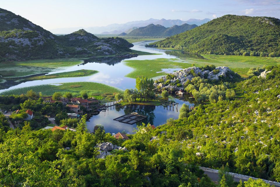 Blick auf das Seengebiet im Nationalpark Skadarsee in Montenegro