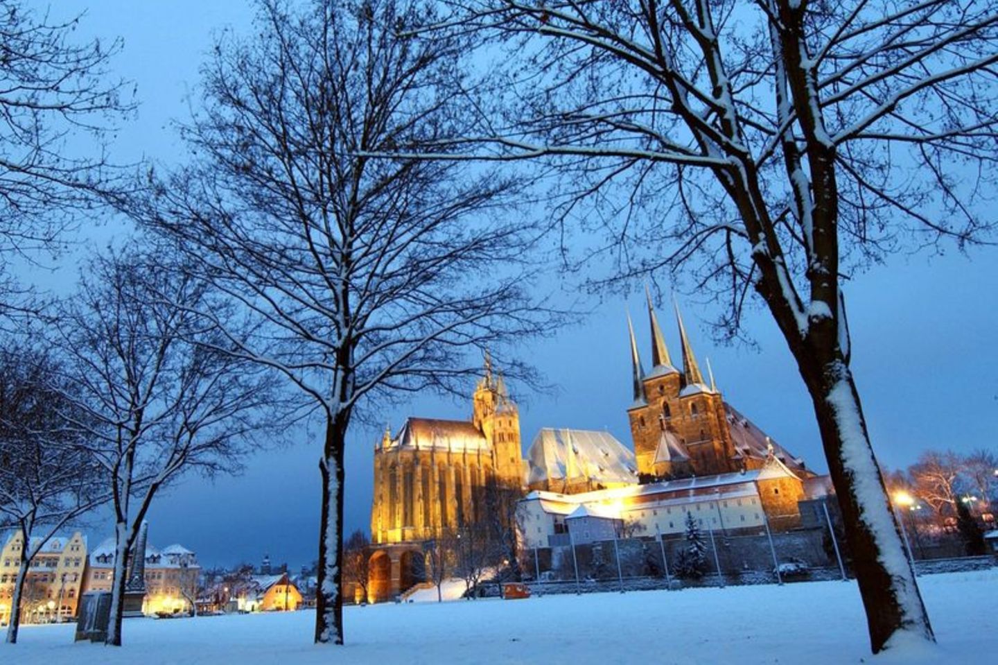 Dom und Severikirche in Erfurt im Winter