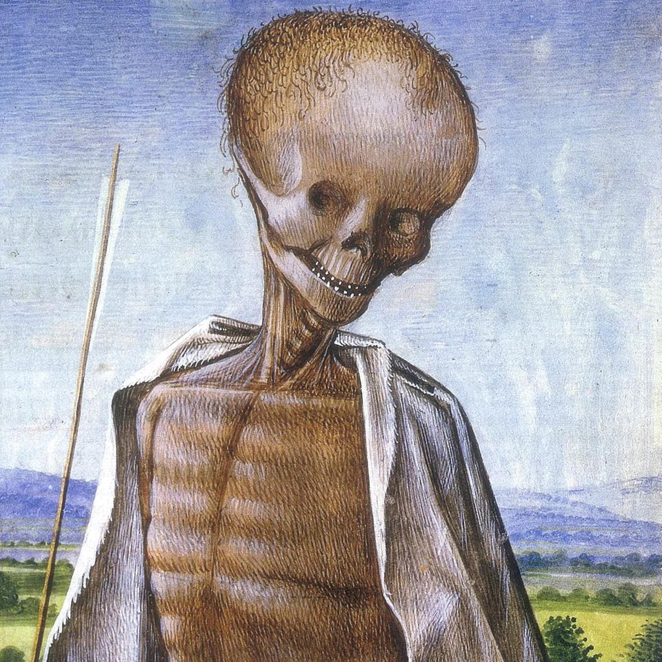 Als todbringenden Bogenschützen malt ein Franzose die Pest. Denn die aufplatzenden Beulen erscheinen den Menschen wie Wunden, verursacht von unsichtbaren Geschossen