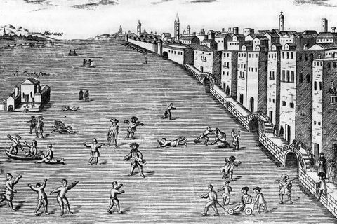 Venedig im Winter 1708: Kanäle und Lagune sind zugefroren. Heute gilt dieser Winter gilt als der härteste der vergangenen 500 Jahre