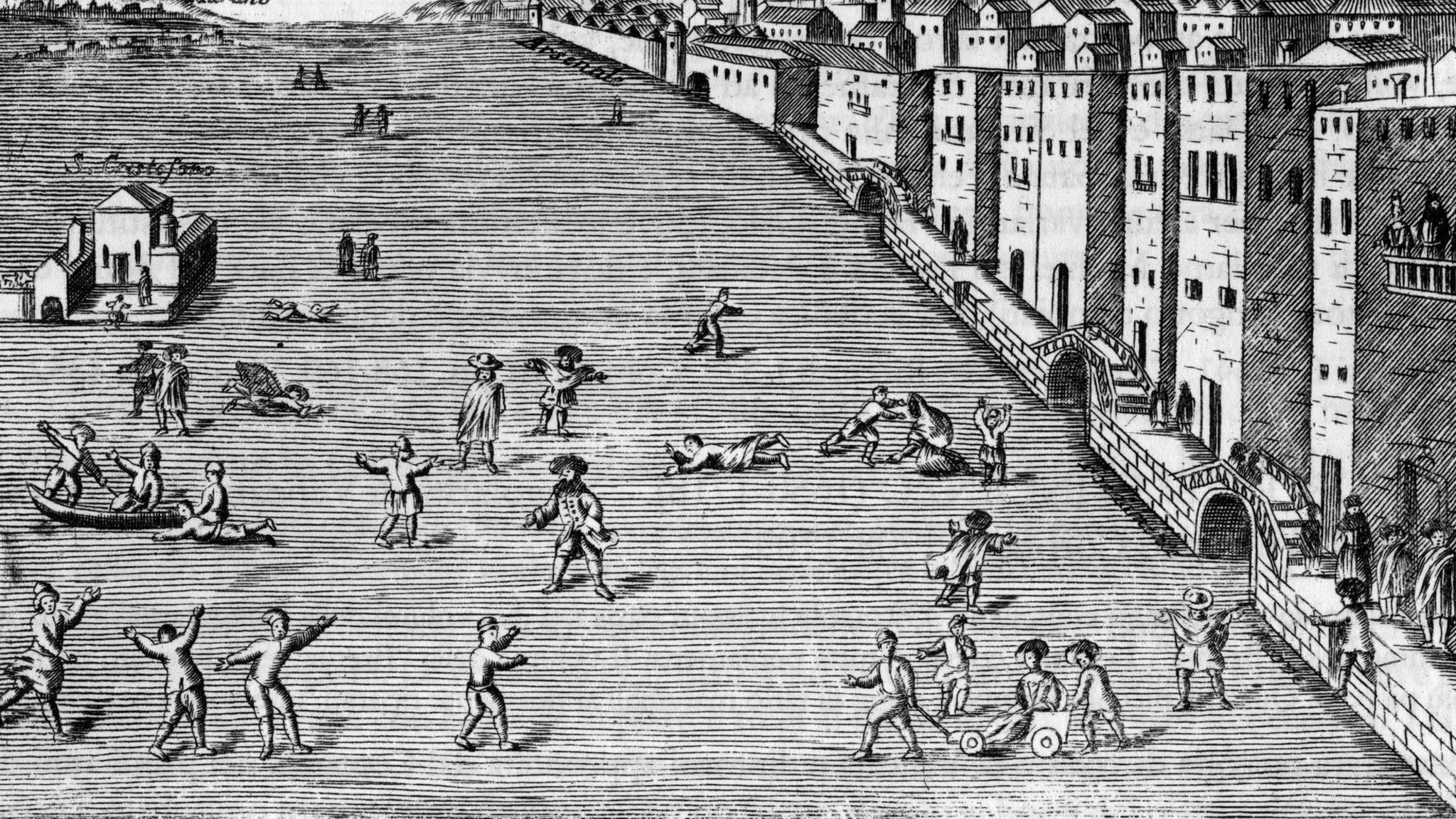 Venedig im Winter 1708: Kanäle und Lagune sind zugefroren. Heute gilt dieser Winter gilt als der härteste der vergangenen 500 Jahre