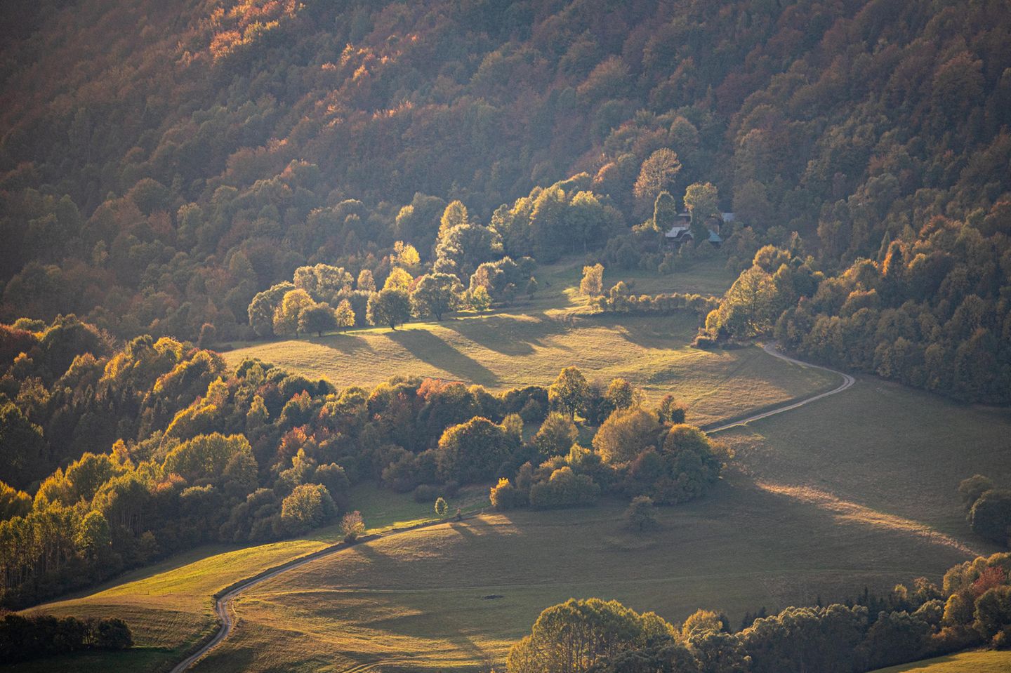 Terchová Blick vom Terchová-Aussichtspunkt im Nationalpark Kleine Fatra ins Tal im Herbst