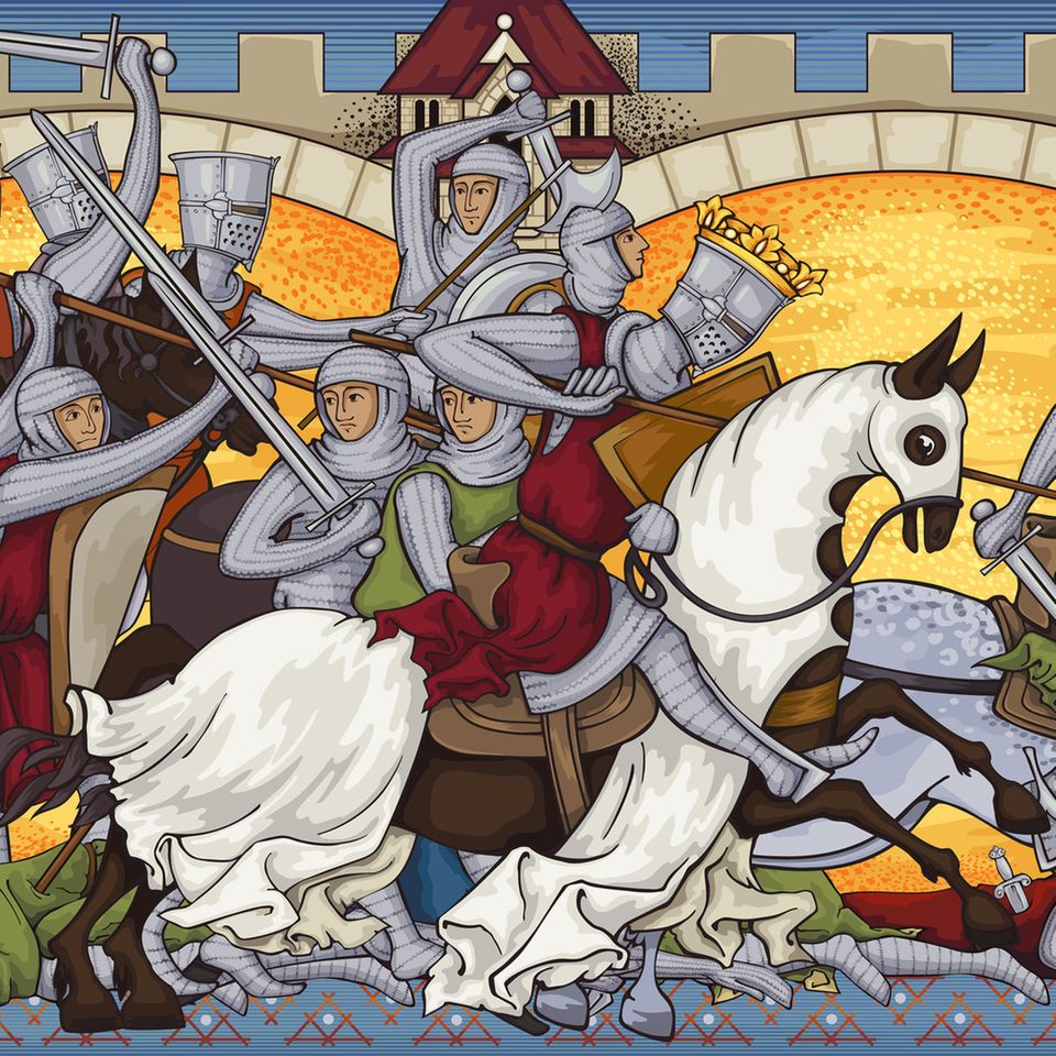 Illustration einer mittelalterlichen Kriegsszene