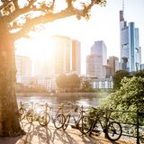 Blick auf den Finanzdistrikt von Frankfurt am Main